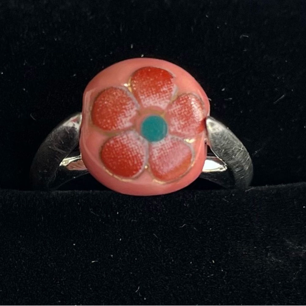 Vintage Interchangeable Sterling Silver Millefiori Ring size 6.5